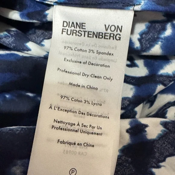 Diane von Furstenberg Nora Midi Dress Tie Dye Tiger Blue/White NWT Size 14 - Picture 4 of 16